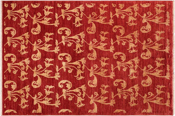 handmade Transitional Kafkaz Chobi Ziegler Red Gold Hand Knotted RECTANGLE 100% WOOL area rug 6 x 9